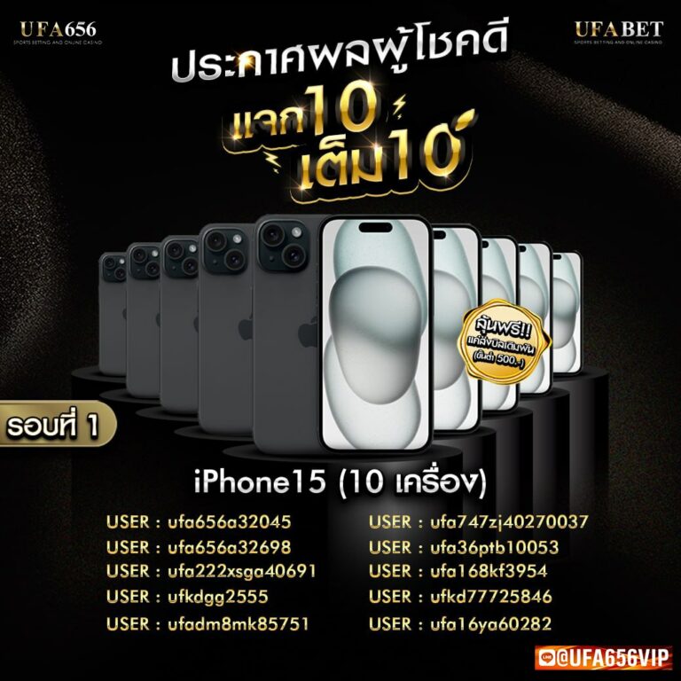 ประกาศผลรางวัล ผู้โชคดี ได้รับ iPhone15 ufa656