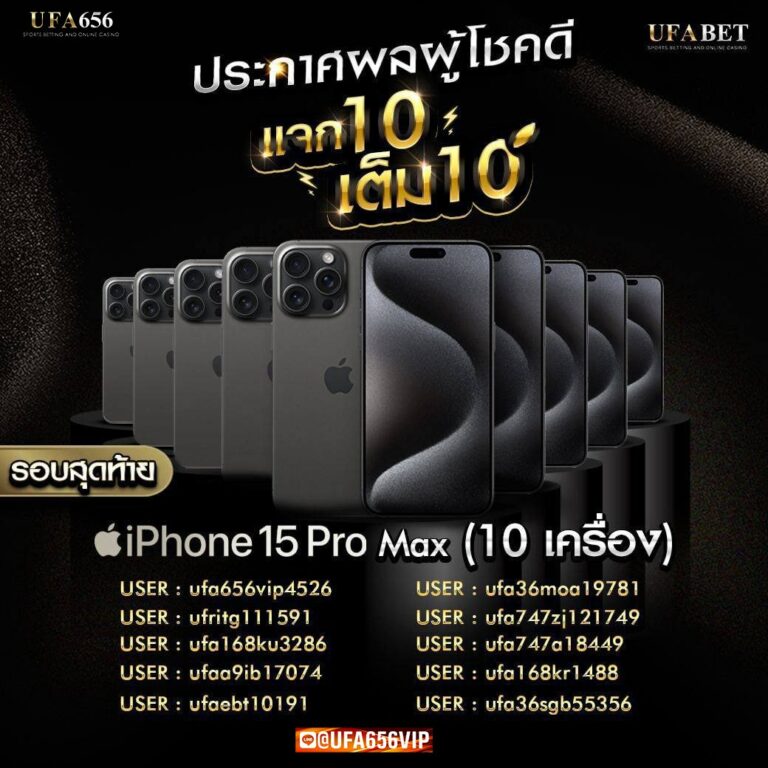 ประกาศผลรางวัล ผู้โชคดี ได้รับ iPhone15 ufa656